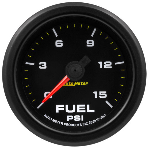 Fuel Pressure Gauge - Extreme Environment - Stepper Motor - 0-15 psi - Electric - Analog - Full Sweep - 2-1/16 in Diameter - Black Face - Each Fuel Pressure Gauge - Extreme Environment - Stepper Motor - 0-15 psi - Electric - Analog - Full Sweep - 2-1/16 in Diameter - Black Face - Each