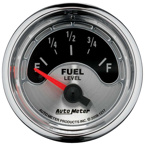 Fuel Level Gauge - American Muscle - 240-33 ohm - Electric - Analog - Short Sweep - 2-1/16 in Diameter - Brushed / Black Face - Each