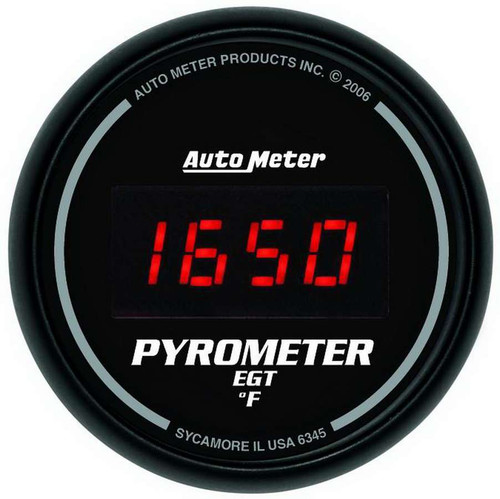 EGT Gauge - Sport-Comp - 0-2000 Degree F - Electric - Digital - 2-1/16 in Diameter - Black Face - Each