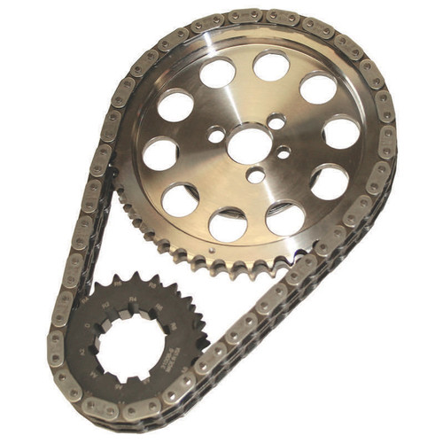 Timing Chain Set - Double Roller Chain - Roller Thrust Bearing Included - Billet Steel - Black Oxide - Small Block Chevy - Kit