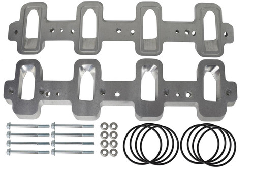 Intake Manifold Spacer - 1/2 in Tall - Gaskets / Hardware Included - Rectangle to Cathedral Port - Aluminum - Natural - GM LS-Series - Kit