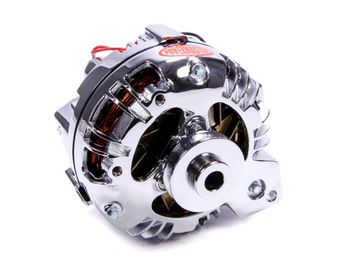 Alternator - Chrysler Original Look - Later Squareback - 95 amps - 12V - 1-Wire - Single V-Belt Pulley - Aluminum Case - Chrome - Mopar - Each