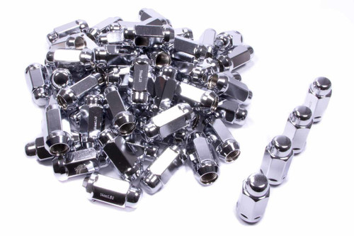 Lug Nut - Extra Long Acorn Bulge - 14 mm x 1.50 Right Hand Thread - 13/16 in Hex Head - 60 Degree Seat - Closed End - Steel - Chrome - Set of 60