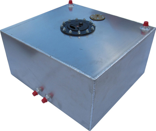 Fuel Cell - 15 gal - 20 in Wide x 18 in Deep x 10 in Tall - Two 8 AN Male Outlets - 8 AN Return - 8 AN Male Vent - Foam / Sending Unit - Aluminum - Natural - Each