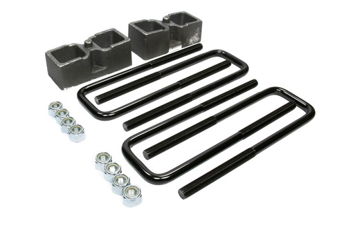 Leaf Spring Block Kit - 2 in Lift - Hardware Included - Rear - Iron - Natural - GM Fullsize SUV / Truck 1988-99 - Kit