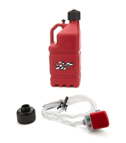 Pump and Jug Kit - 5 gal - 9.8 x 9.8 x 23 in Tall - Screw-On Vent - Square - Plastic - Red - Kit