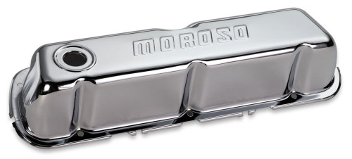 Valve Cover - Tall - Without Baffles - Moroso Logo - Steel - Chrome - Small Block Ford - Pair