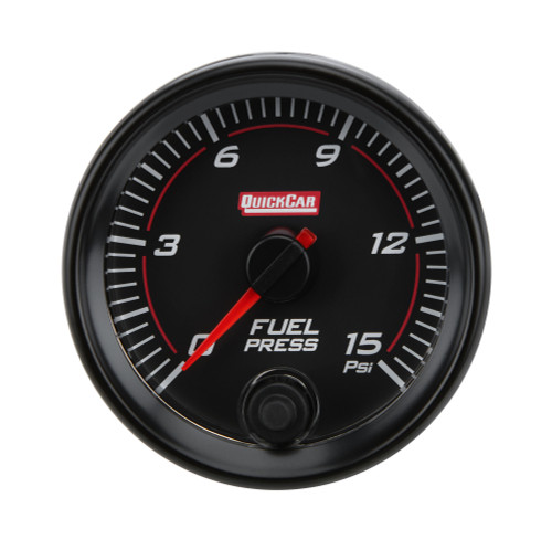 Fuel Pressure Gauge - Redline - 0-15 psi - Electric - Analog - Full Sweep - 2-5/8 in Diameter - Black Face - Each