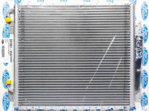 Air Conditioning Condenser - SuperFlow - Vertical - 19 x 17 x 0.75 in - 6 AN / 8 AN Male O-Ring Fittings - Brackets - Aluminum - Natural - Each