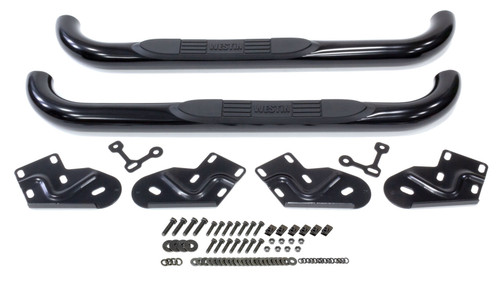 Step Bars - E-Series - 3 in OD Bent - Mount Kit Included - Steel - Black Powder Coat - Standard Cab - Ford Fullsize Truck 1999-2016 - Pair