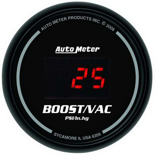 Boost / Vacuum Gauge - Sport-Comp - 30 in HG-30 psi - Electric - Digital - 2-1/16 in Diameter - Black Face - Each