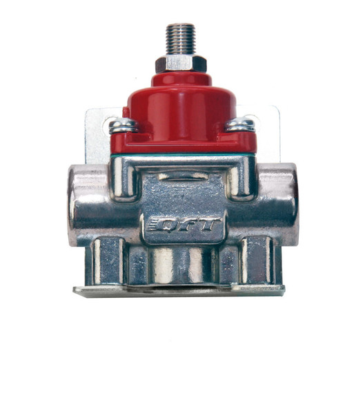 Fuel Pressure Regulator - 4-1/2 to 9 psi - In-Line - 3/8 in NPT Female Inlet - 3/8 in NPT Female Outlet - 3/8 in NPT Female Return - Bypass - Aluminum - Red / Natural - E85 / Gas / Methanol - Each
