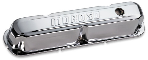 Valve Cover - Tall - Baffled - Moroso Logo - Steel - Chrome - Small Block Mopar - Pair