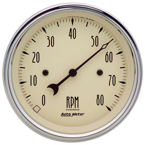 Tachometer - Antique Beige - 8000 RPM - Electric - Analog - 3-3/8 in Diameter - Dash Mount - Beige Face - Each