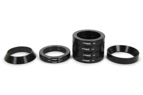 Axle Spacer Kit - Coned - Two 1/4 in Spacers - Four 1/2 in Spacers - Aluminum - 31-Spline - Midget - Kit