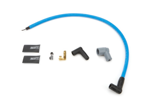 Spark Plug Wire Set - High Performance - Spiral Core - 10 mm - Blue - 90 Degree Plug Boots - HEI Style - Small Block Chevy - Kit