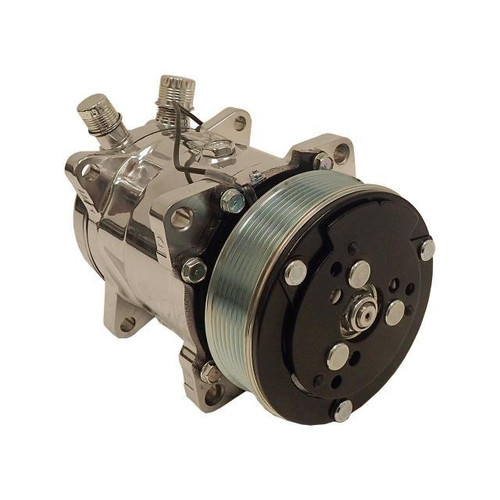 Air Conditioning Compressor - Sanden 508 - R-134A - 7-Rib Serpentine Pulley - Polished - Universal - Each