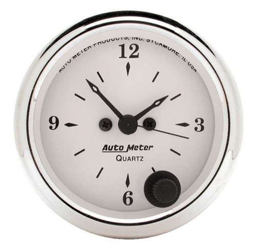 Clock Gauge - Old Tyme White - Electric - Analog - 2-1/16 in Diameter - White Face - Each