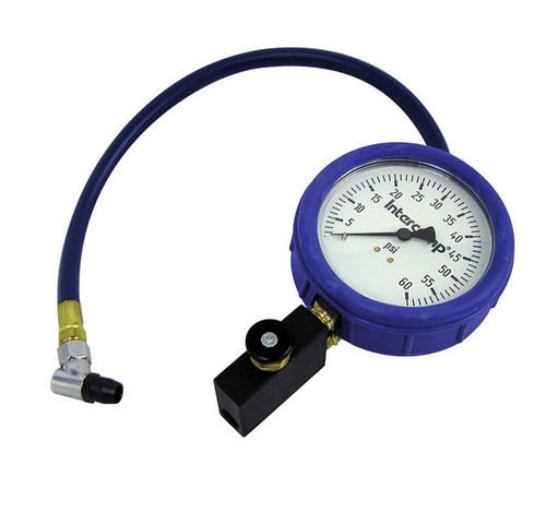 Tire Pressure Gauge - Fill / Bleed / Read - 0-60 psi - Analog - 4 in Diameter - White Face - 1 lb Increments - Each