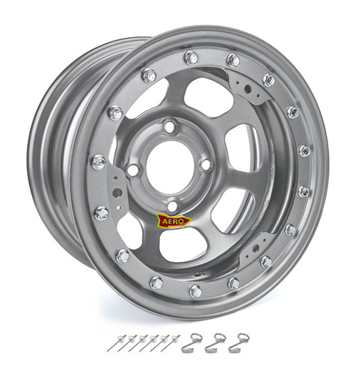 Wheel - 33-Series - 13 x 8 in - 2.000 in Backspace - 4 x 4.50 in Bolt Pattern - Beadlock - Steel - Silver Powder Coat - Each