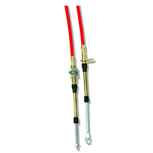Shifter Cable - Super Duty Race - 12 ft Long - 2-1/2 in Stroke - Threaded / Eyelet Ends - Steel Cable - Plastic Liner - Red - B&M Shifters - Each