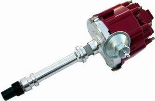 Distributor - Ready-To-Run - Magnetic Pickup - Vacuum Advance - HEI Style Terminal - Red - Chevy V8 - Each