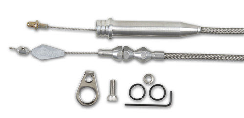 Kickdown Cable - Hi-Tech - Adjustable Length - Braided Stainless Housing - Aluminum Fittings - Natural - Tuned Port - 700R4 - Kit