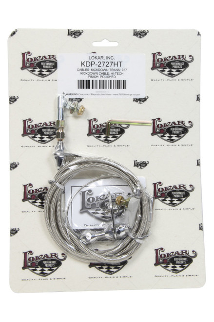 Kickdown Cable - Hi-Tech - Adjustable Length - Braided Stainless Housing - Aluminum Fittings - Natural - Torqueflite 727 - Kit