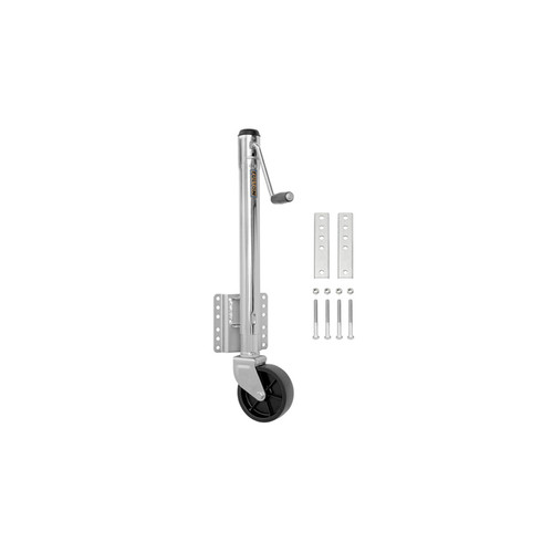Trailer Jack - Fixed Mount - Manual - Sidewind - 15 in Of Travel - 1200 lb Capacity - Steel - Zinc Plated - Each