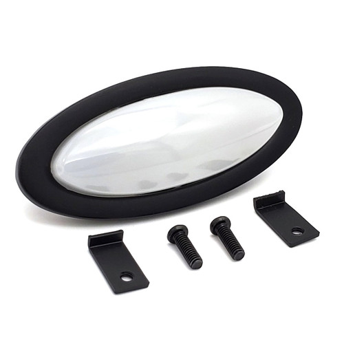 Interior Light - LED Courtesy Light - Oval - 3-1/2 in Wide x 1-1/2 in Tall - 3/4 in Depth - White Lens - Aluminum - Black Anodized - Each