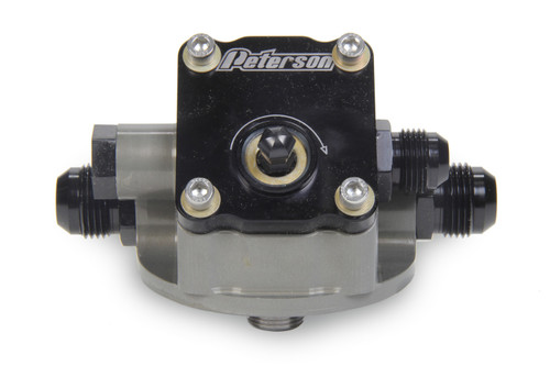 Oil Filter Mount - Primer Pump - 12 AN Male Ports - 13/16-16 in Center Thread - Aluminum - Gray Anodized - Universal - Each Oil Filter Mount - Primer Pump - 12 AN Male Ports - 13/16-16 in Center Thread - Aluminum - Gray Anodized - Universal - Each