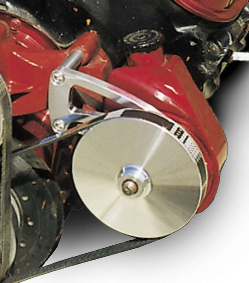 Power Steering Pump Bracket - Driver Side - Mount - Aluminum - Clear Powder Coat - Saginaw Style Pump - Long Water Pump - Big Block Chevy - Kit