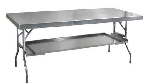 Utility Shelf - Table Attachment - 200 lb Rating - 32 in Long - 21 in Wide - Aluminum - Natural - Pit Pal Aluminum Work Table - Each