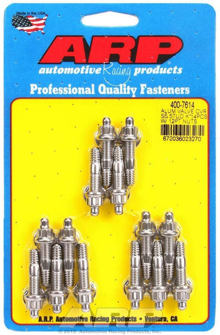 Valve Cover Fastener - Stud - 1/4-20 in Thread - 1.500 in Long - 12 Point Nuts - Stainless - Polished - Set of 14 Valve Cover Fastener - Stud - 1/4-20 in Thread - 1.500 in Long - 12 Point Nuts - Stainless - Polished - Set of 14