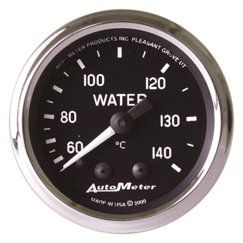 Water Temperature Gauge - Cobra - 60-140 Degree C - Mechanical - Analog - Full Sweep - 2-1/16 in Diameter - Black Face - Each