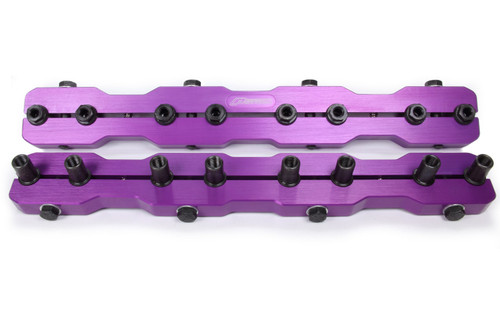 Rocker Arm Stud Girdle - 3/8-24 in Thread Studs - Aluminum - Purple Anodized - Small Block Chevy - Kit