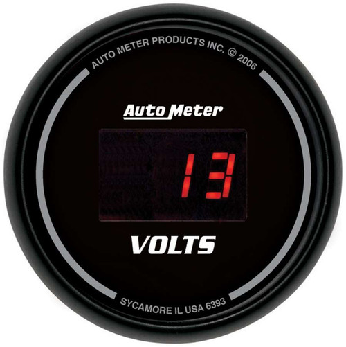 Voltmeter - Sport-Comp - 8-18V - Electric - Digital - 2-1/16 in Diameter - Black Face - Each Voltmeter - Sport-Comp - 8-18V - Electric - Digital - 2-1/16 in Diameter - Black Face - Each