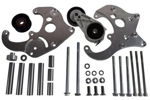 Air Conditioning Bracket - Passenger Side - Head Mount - Aluminum - Natural - Truck R4 Compressor - GM LS-Series - Kit