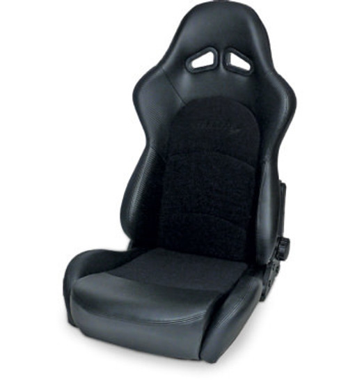 Seat - Sportsman Pro Suspension 1615 Series - Reclining - Side Bolsters - Harness Openings - Velour / Vinyl - Black / Black - Sliders - Each Seat - Sportsman Pro Suspension 1615 Series - Reclining - Side Bolsters - Harness Openings - Velour / Vinyl - Black / Black - Sliders - Each