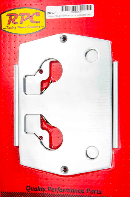 Battery Tray - 11.438 in Length x 7.688 in Wide - Hardware Included - Aluminum - Polished - Optima Blue / Red / Yellow Top Batteries - Type 34 / 78 - Each