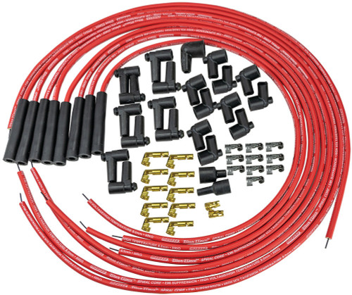 Spark Plug Wire Set - Blue Max - Spiral Core - 8 mm - Red - Straight Plug Boots - HEI / Socket Style - Cut-To-Fit - V8 - Kit