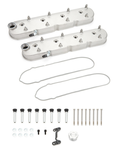 Valve Cover - Tall - Baffled - Coil Stands - Aluminum - Natural - GM LS-Series - Pair