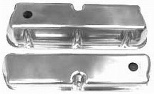 Valve Cover - Tall - Baffled - Breather Hole - Aluminum - Polished - Small Block Ford - Pair