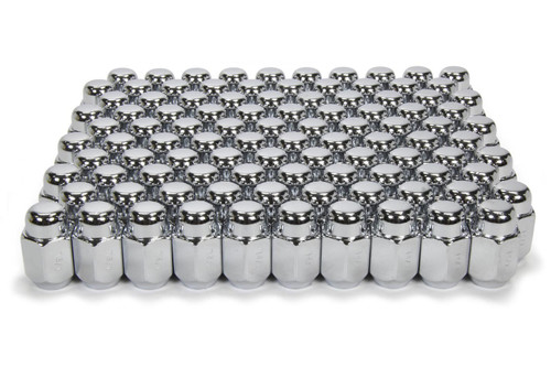 Lug Nut - Acorn - 1/2-20 in Left Hand Thread - Duplex - 13/16 in Hex Head - 60 Degree Seat - Closed End - Steel - Chrome - Set of 100