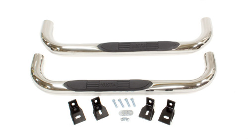 Step Bars - E-Series - 3 in OD Bent - Mount Kit Included - Stainless - Polished - Standard Cab - GM Fullsize Truck 1999-2014 - Pair