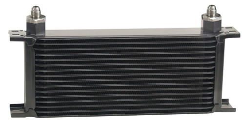 Fluid Cooler - 13 x 6.438 x 2 in - Plate Type - 10 AN Female O-Ring Inlet / Outlet - 6 AN Male Adapters - Aluminum - Black Powder Coat - Universal - Each