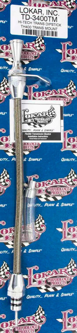 Transmission Dipstick - Hi-Tech - Transmission Mount - Flexible - Braided Stainless Housing - Aluminum - Natural - TH400 - Each