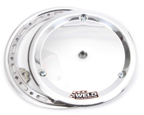 Beadlock Ring - Slotted - Quick Turn - 3 Tab - Mud Cover Included - Aluminum - Polished - 13 in Wheels - Each
