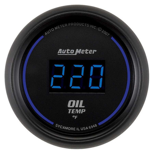 Oil Temperature Gauge - Cobalt - 0-340 Degree F - Electric - Digital - Blue LED - 2-1/16 in Diameter - Black Face - Each Oil Temperature Gauge - Cobalt - 0-340 Degree F - Electric - Digital - Blue LED - 2-1/16 in Diameter - Black Face - Each