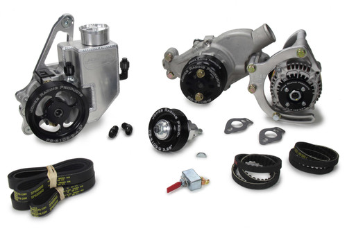 Pulley Kit - 6-Rib Serpentine - Aluminum - Black Anodized - Small Block Chevy - Kit